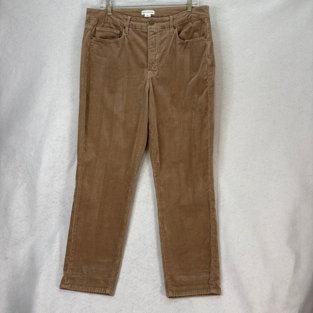 Good American Women's Plus Sz 15 Corduroy Straight Pants Classic Putty Casual